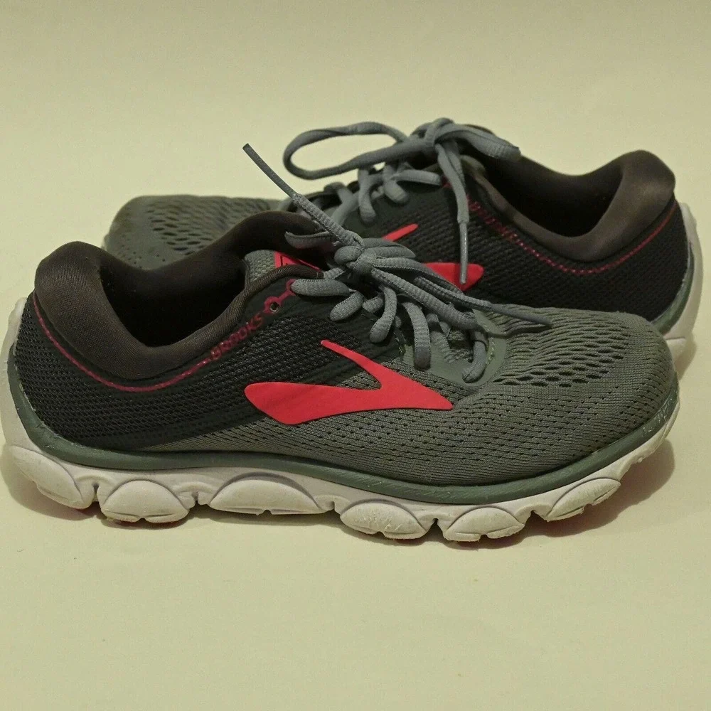 Brooks Womens‎ Anthem 1202571B051 Gray Pink Running Shoes Lace Up Size 6 B